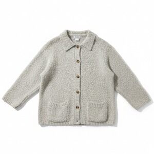 Jennifer Moore Grey Boucle Wool Blend Button Front Cardigan, Woman's L Sweater